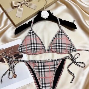 Burberry Checkered Bikini in Pink and Black